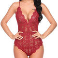 Women's Floral Lace Deep V-Neck Bodysuit