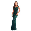 Emerald Green Sequin High-Waisted Fishtail Evening Gown