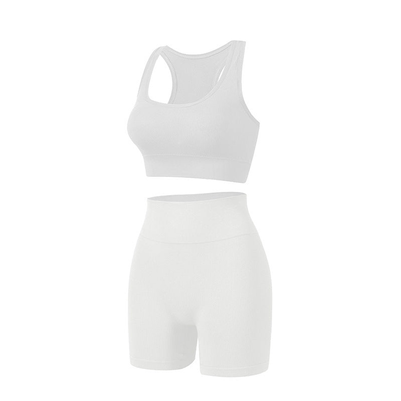 Women's Wireless Sports Bra and High-Waisted Shorts Set