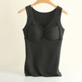 Women's V-Neck Thermal Tank Top with Built-In Bra