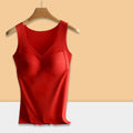 Women's V-Neck Thermal Tank Top with Built-In Bra