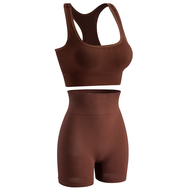 Women's Wireless Sports Bra and High-Waisted Shorts Set